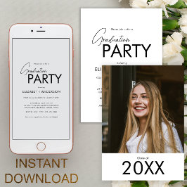 Chic Bold Typografy Foto Graduation Party Einladung