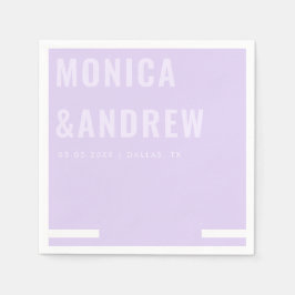 Chic Bold Typografy Modern Lilac Lavender Wedding Serviette
