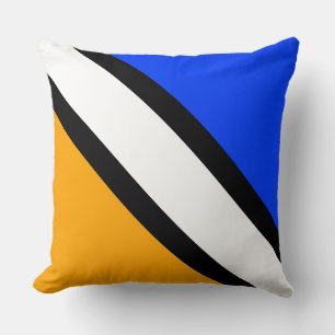 Chic Bold Yellow Blue Schwarz-weiß Diagonal Streif Kissen