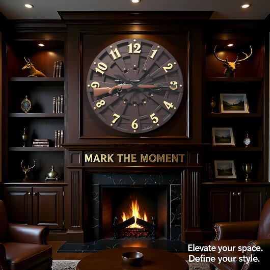 Chic Bolt Action Radial Wood Große Wanduhr