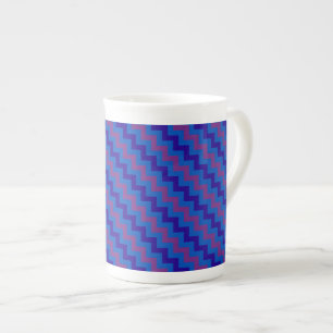 Chic Bone China Tasse: Plum, Blue und Navy Chevron Porzellantasse