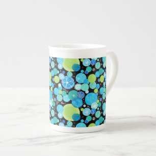 Chic Bone China Tasse, Quirky Blue Moons Muster Porzellantasse
