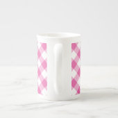 Chic Bone China Tasse: Rosa, Weißer Karo Gingham Porzellantasse (Rückseite)