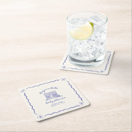 Chic Bonjour bebe baby shower Rechteckiger Pappuntersetzer