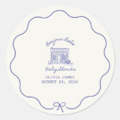 Chic Bonjour bebe baby shower Runder Aufkleber (Vorderseite)