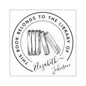 Chic Bookcase Elegante Round Custom Library Books Gummistempel (Prägung)