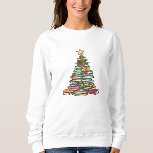 Chic Bookish Christmas Tree Sweater Delight Sweatshirt (Vorderseite)