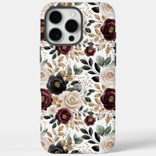 Chic Bordeaux Creme Blumen iPhone 16 Pro Max Hülle