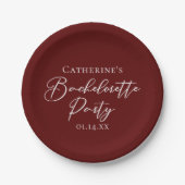 Chic-bordeaux-Junggesellinnenabschied Personalized Pappteller (Vorderseite)