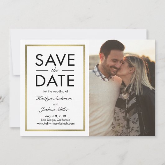 Chic Border EDITABLE COLOR Save the Date Card (Vorderseite)