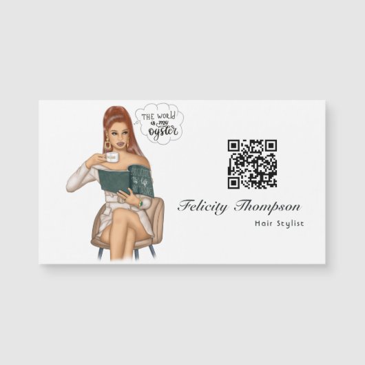 Chic Boss Lady QR Code Magnetkarte (Vorderseite)