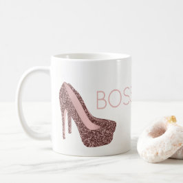 Chic Boss Lady| Rose Gold Rosa Glitzer Schuhe Kaffeetasse