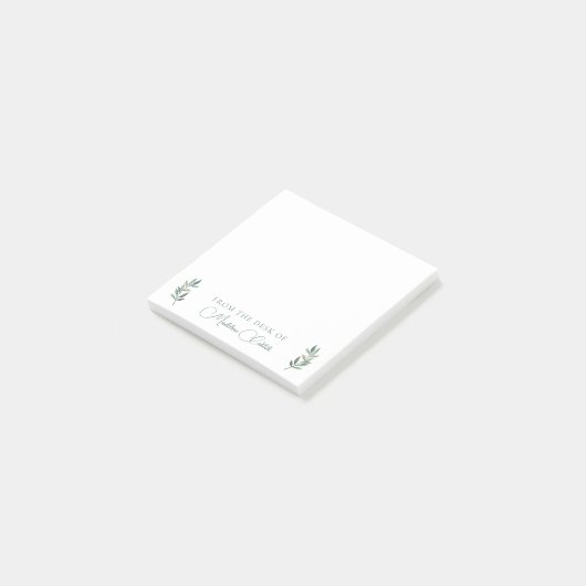 Chic Botanic Eukalyptus Leaf Green Monogram Post-it Klebezettel (angewinkelt)