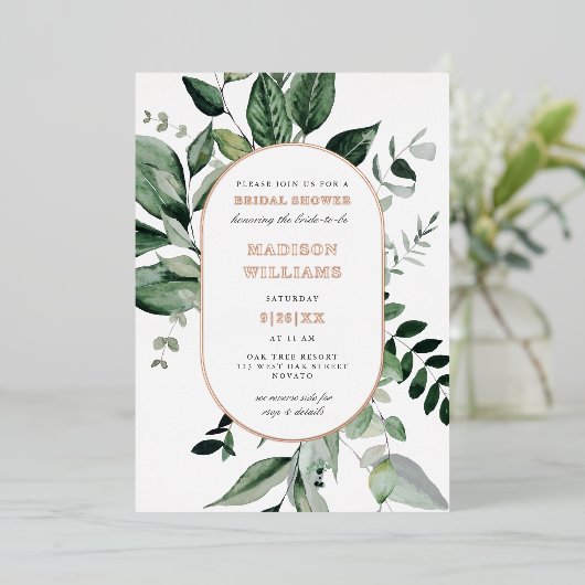 Chic Botanic Frame Brautparty REAL Folieneinladung (Stehend vorne)