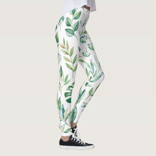 Chic Botanic Green Rustic Pattern Leggings (Rechts)