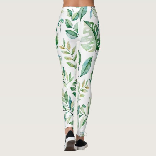 Chic Botanic Green Rustic Pattern Leggings (Rückseite)
