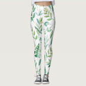 Chic Botanic Green Rustic Pattern Leggings (Vorderseite)