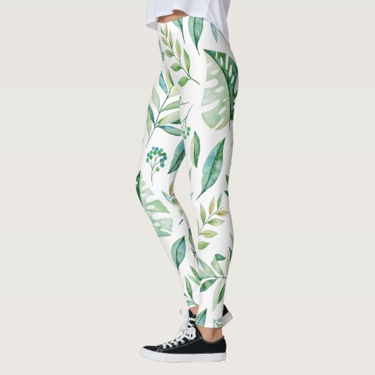 Chic Botanic Green Rustic Pattern Leggings (Links)
