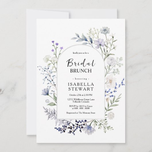 Chic Botanic Watercolor Wildblume Bridal Brunch Einladung (Vorderseite)