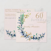 Chic Botanic Wreath Milestone Geburtstag Einladung (Vorne/Hinten)