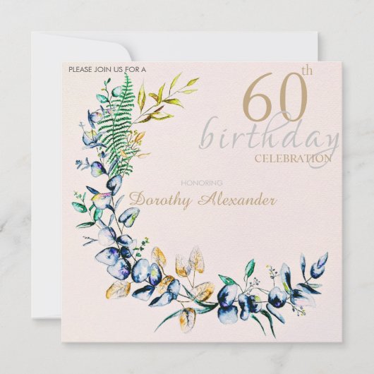 Chic Botanic Wreath Milestone Geburtstag Einladung (Vorderseite)