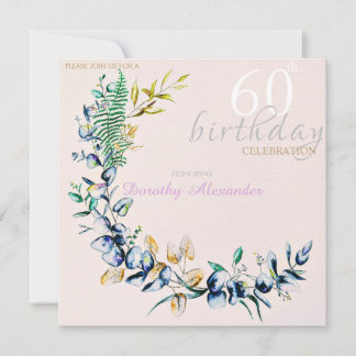 Chic Botanic Wreath Milestone Geburtstag Einladung