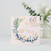 Chic Botanic Wreath Milestone Geburtstag Einladung (Stehend Vorderseite)