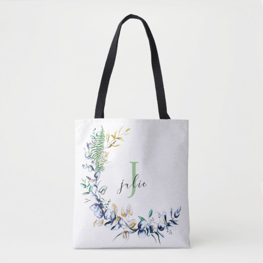 Chic Botanic Wreath Monogram Tasche (Vorderseite)