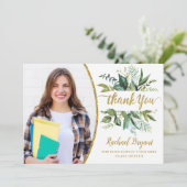 Chic Botanical Abschluss Foto Dankeschön Karte (Stehend Vorderseite)