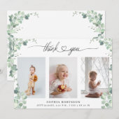 Chic Botanical Baby Dusche Foto Collage Vielen Dan Einladung (Vorne/Hinten)