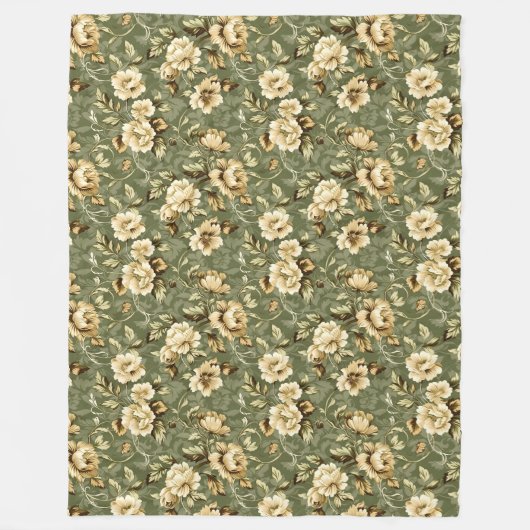Chic Botanical Blanket Sage Green and Gold Style Fleecedecke (Vorderseite)