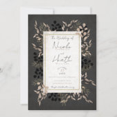 Chic Botanical Blätter Gray Blush Gold Wedding Einladung (Vorderseite)