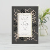 Chic Botanical Blätter Gray Blush Gold Wedding Einladung (Stehend Vorderseite)