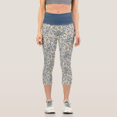 Chic Botanical Blue and Cream Muster Capri Leggings (Vorderseite)