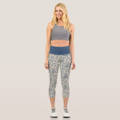 Chic Botanical Blue and Cream Muster Capri Leggings (Vorderseite)