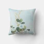 Chic Botanical Blue Floral Elephant Boy Kinderzimm Kissen (Rückseite)