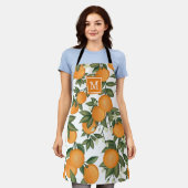 Chic Botanical Citrus Orange Clementine Monogramm Schürze (Getragen)