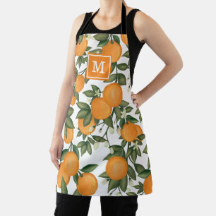 Chic Botanical Citrus Orange Clementine Monogramm Schürze