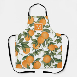 Chic Botanical Citrus Orange Clementine Monogramm Schürze