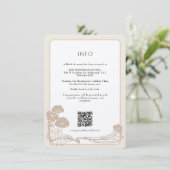 Chic Botanical Cream Info Wedding Card Einladung (Stehend Vorderseite)