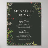 Chic Botanical Dark Green Signature Drinks Poster (Vorne)