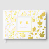 Chic Botanical Floral Print Monogram Wedding Gästebuch (Vorderseite)