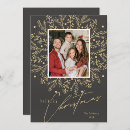 Chic Botanical Frame Foto und Frohe Weihnachten