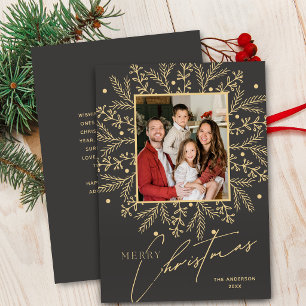 Chic Botanical Frame Foto und Frohe Weihnachten