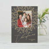 Chic Botanical Frame Foto und Frohe Weihnachten (Stehend Vorderseite)