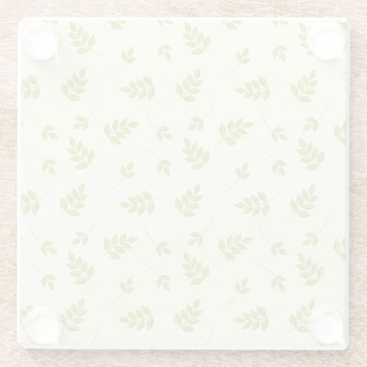 Chic Botanical Green Branches Blätter nahtlos Glasuntersetzer (Rückseite)