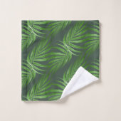 Chic Botanical Green Palm Blätter auf Forest Green Badhandtuch Set (Waschlappen)