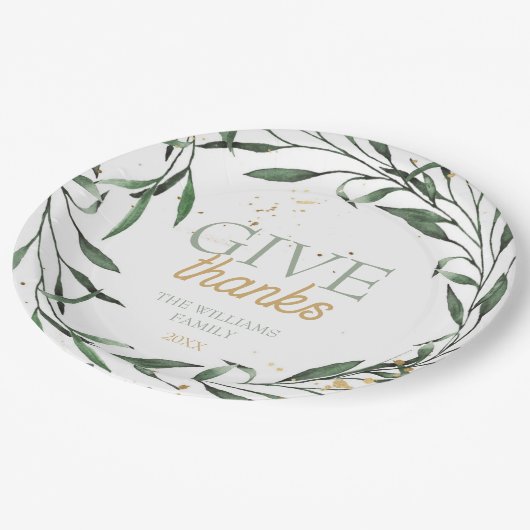 Chic Botanical Greenerenergebens Dank Erntedank Pappteller (Schrägansicht)