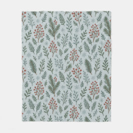 Chic Botanical Holly Berry Floral Muster Fleecedecke