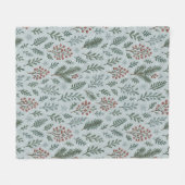 Chic Botanical Holly Berry Floral Muster Fleecedecke (Vorderseite (Horizontal))